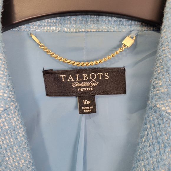 Talbots Linen Cotton Blend Blazer Jacket Size 10P Petite Light Blue - Picture 4 of 7